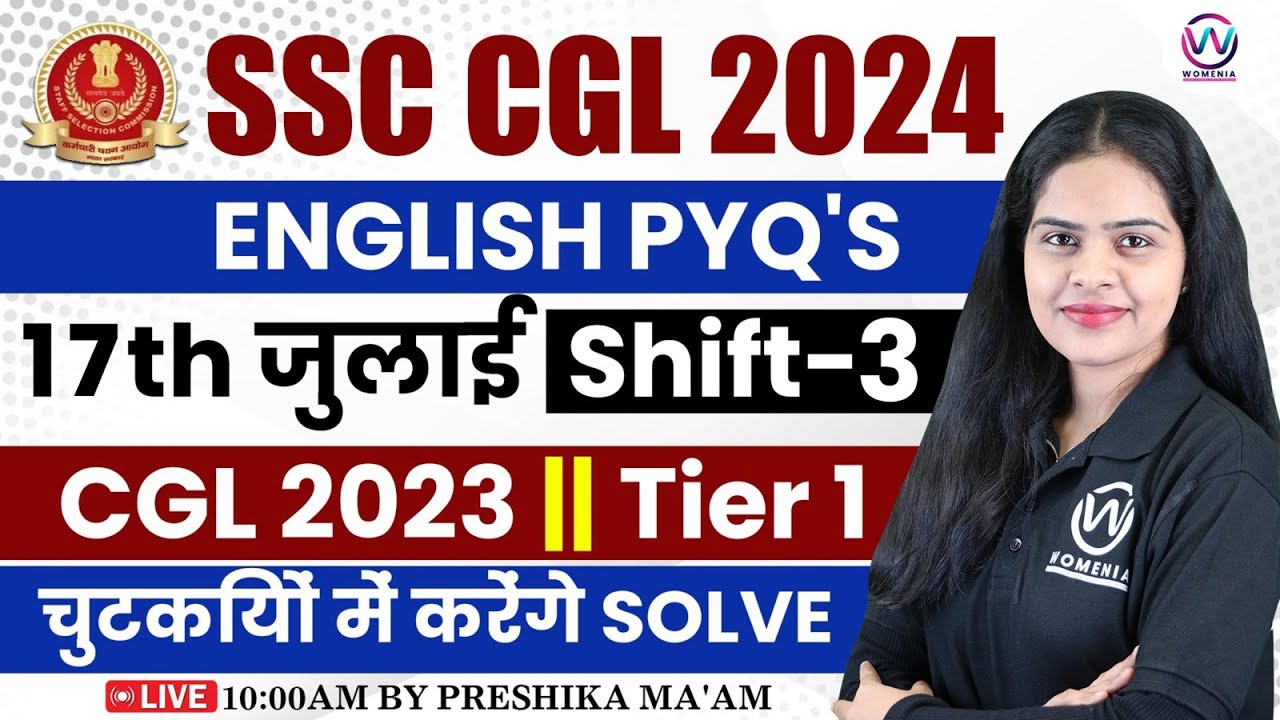 SSC CGL 2024 | ENGLISH PREVIOUS YEAR QUESTIONS #6 | 17 JULY CGL 2023 ...