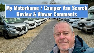 My Motorhome Camper Van Search Review & Viewers Comments