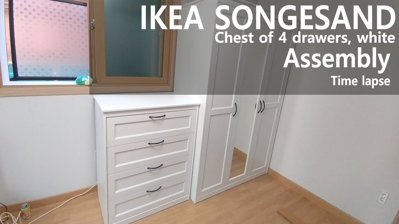 How to Assemble - IKEA SONGESAND Chest of 4 drawers, white Assembly -  YouTube