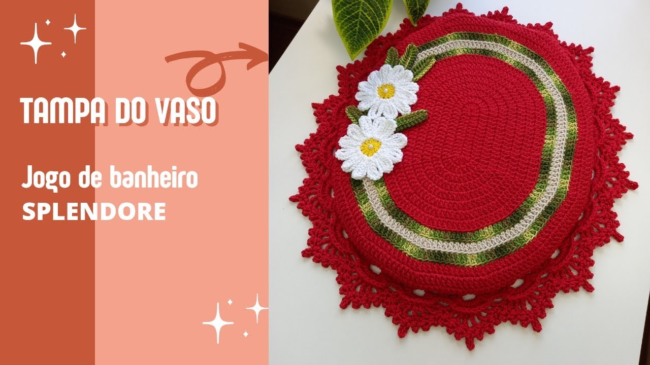 Capa da tampa do vaso do Jogo de Banheiro Splendore em crochê