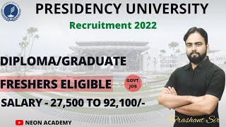 Presidency University Recruitment 2022 | Online Application Process, Notification | Full Details screenshot 3