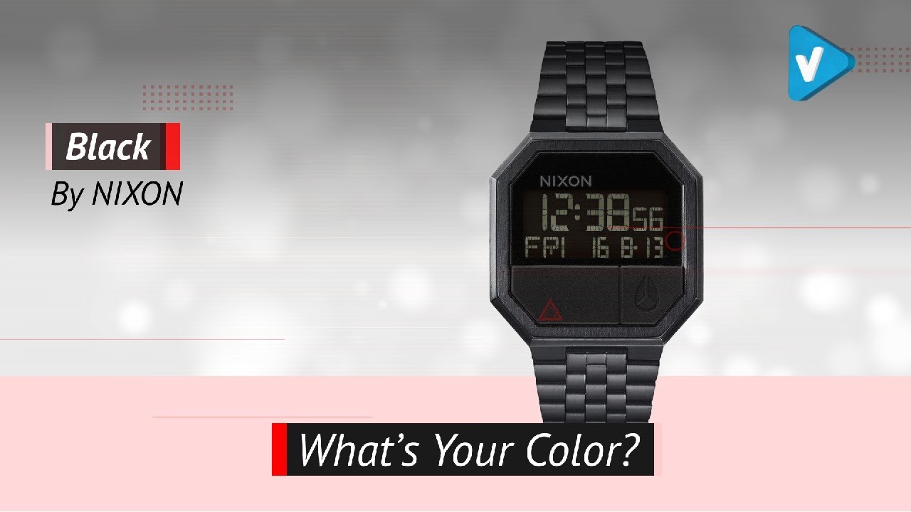 Nixon Re-Run All Black Men’s 80s Style Digital Watch, Color Collection