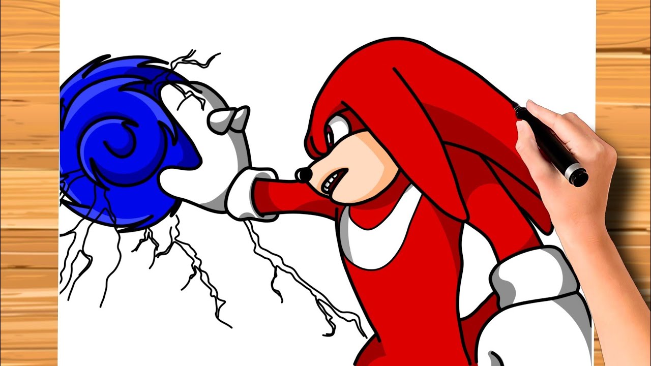 Como DESENHAR o KNUCKLES do SONIC 2 - Cómo DIBUJAR a KNUCKLES de SONIC 2 -  DRAWING KNUCKLES SONIC 2 