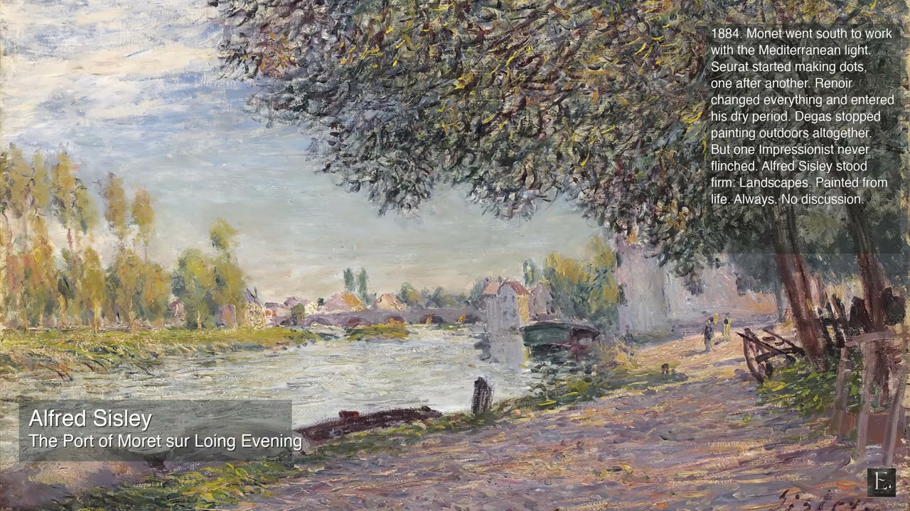 Alfred Sisley – The Port of Moret sur Loing Evening - 2 Hour Screensaver