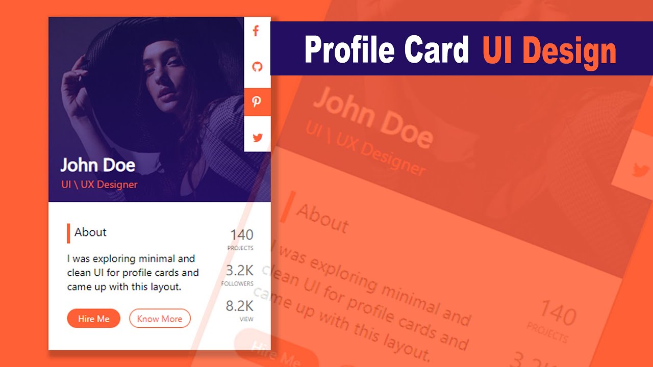 Make Profile Card UI Design Using HTML & CSS Only - YouTube