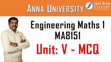 MCQ - Unit 5 - Ordinary Differential Equations | MA8151 | Engineering Maths | Just Rise Academy