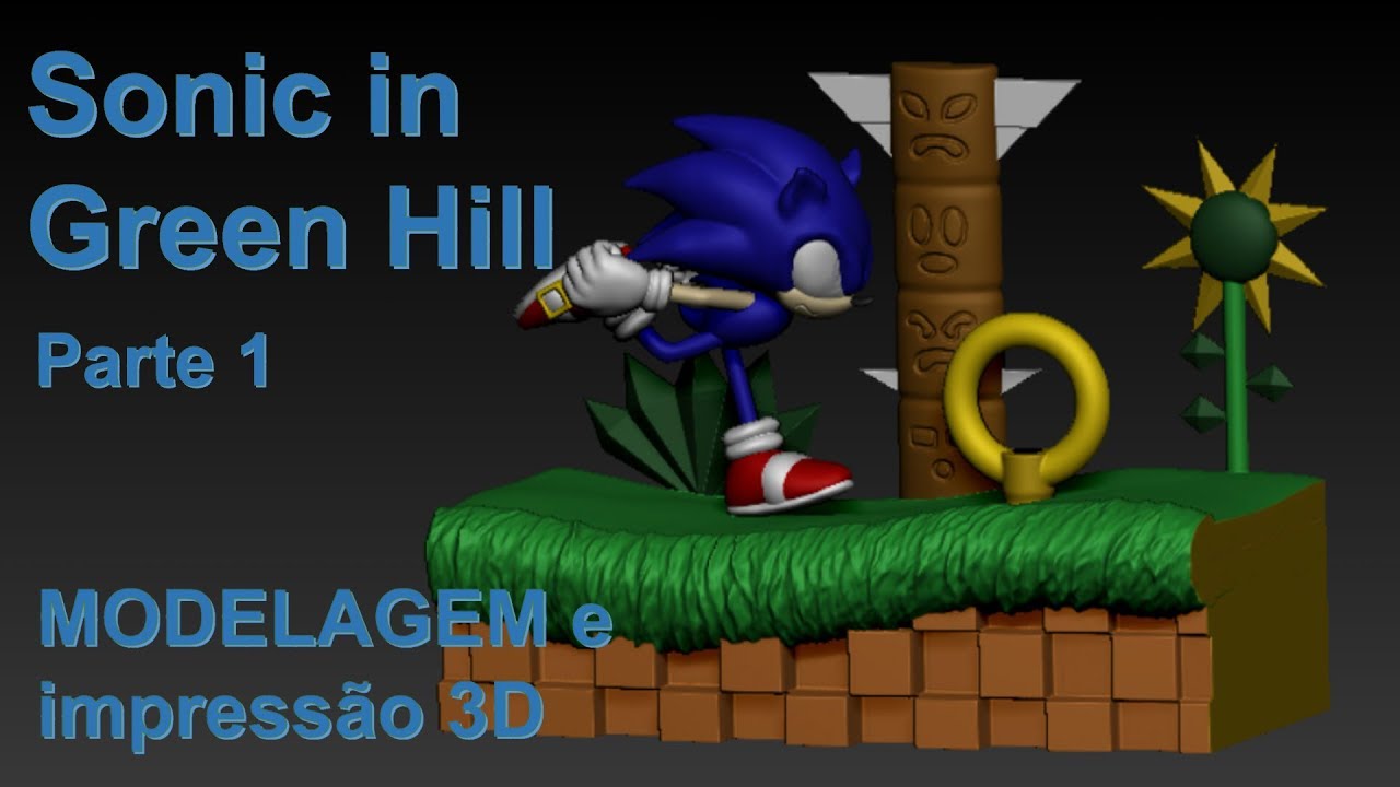 Diorama Sonic in Green Hill 3D model 3D printable