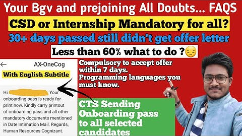 Bgv, Pre joining formalities in Cognizant FAQs || English Subtitle