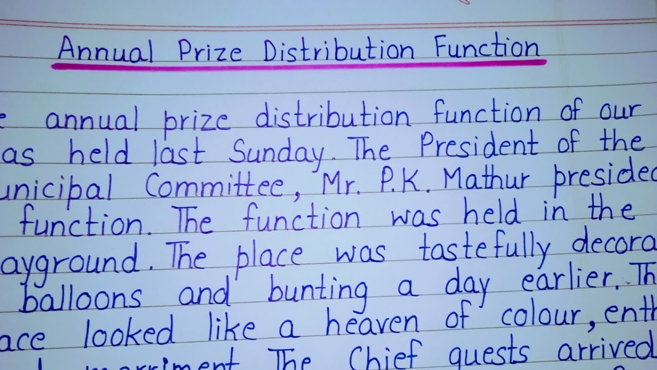 prize distribution ceremony essay in english