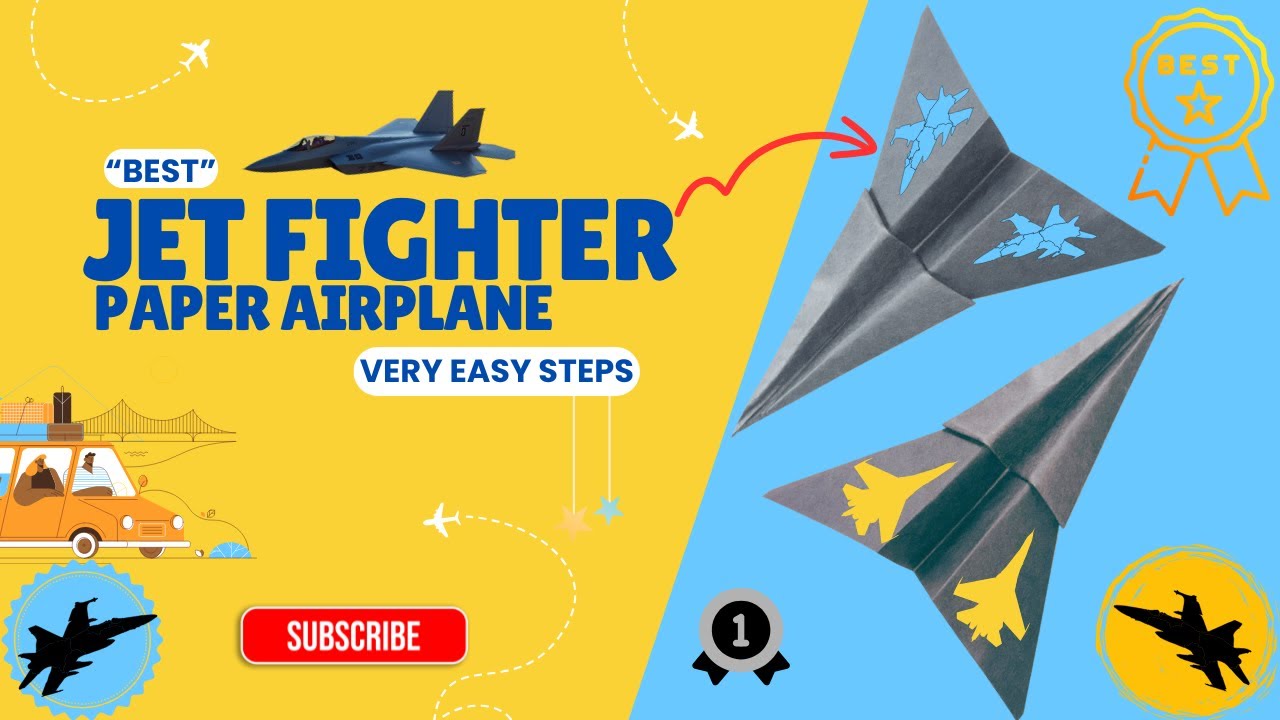 How to make JET FIGHTER Paper Airplane that flies "FAR" #diy # ...