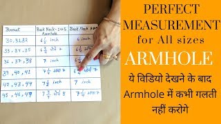 Perfect measurements for armhole | All sizes armhole tips.