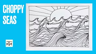 Create these Choppy Seas 🌊 with simple and relaxing lines: easy Zentangle art