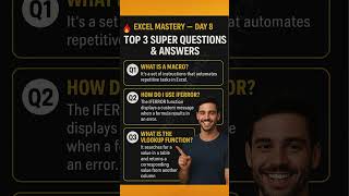 Excel Mastery Day 8: Top 3 Killer Q&A to Crack Any Interview || #exceltips #shorts #shortvideo