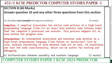 451/1 | KCSE 2024 Computer Studies | Paper 1 Predictor Series