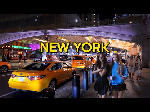 New York, United States | manhattan | Night City Walk 4K