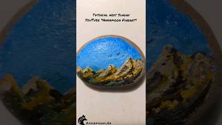 Rock painting sunset in mountains #rockpainting #rockpaintingideas #rockpaintingtutorial