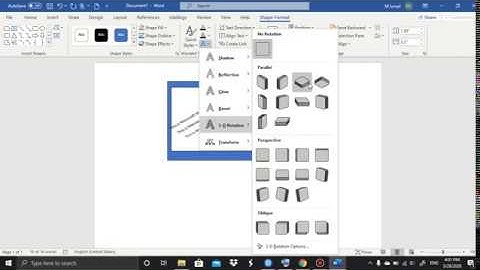 Shape Format Tab and Word Art Styles in Word