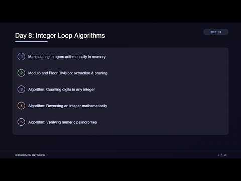 Day 8: Integer Loop Algorithms (Digit Counting, Reversing & Palindromes) in Python