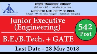 AAI Recruitment 2018 – Apply Online | 542 Job Vacancies | Junior Executive through Gate 2018