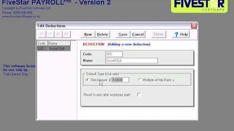 How to set up deductions in FiveStar Payroll Pro.