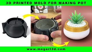 DIY Concrete Modern Planter Flower Pot use 3D mold, Pot Painting