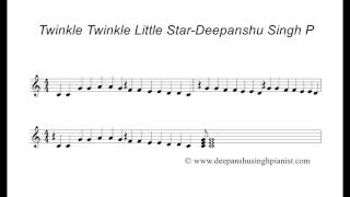 Twinkle Twinkle Little Star Staff Piano Music Sheet/MiDi