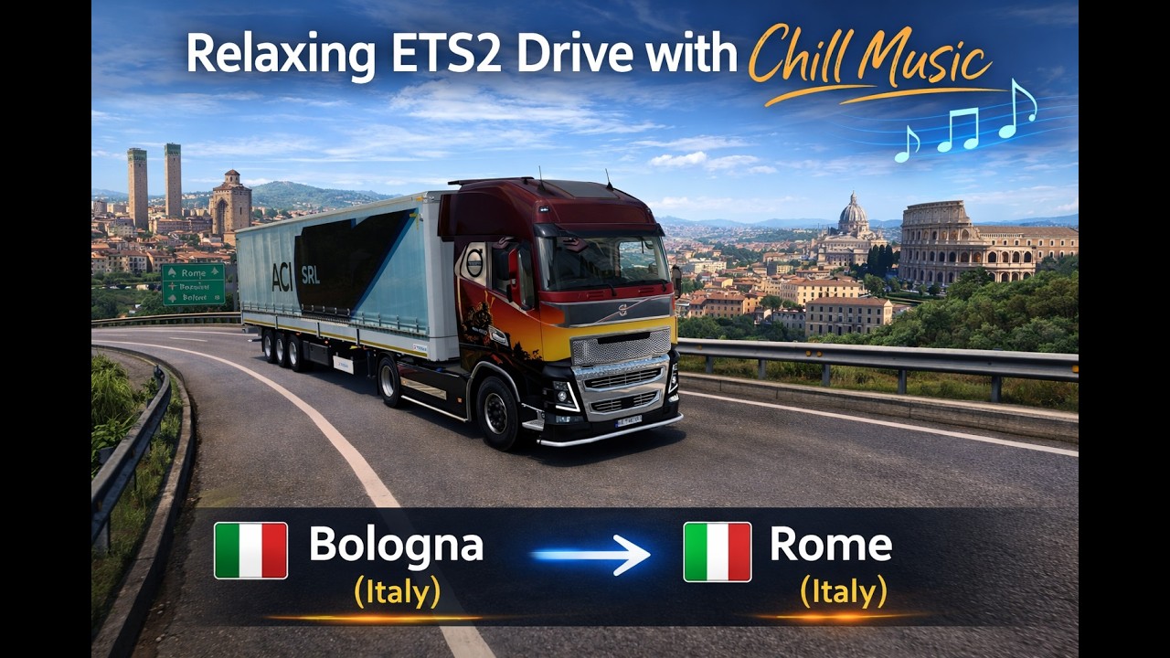 Relaxing ETS2 Drive with Chill Music | Bologna (Italy) → Rome (Italy)