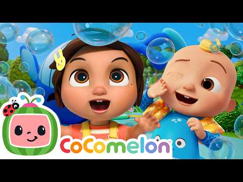 Little Fish Bubble Pop Song 🐟 Water Park Fun with Nina and JJ | Cocomelon Nursery Rhymes for Kids