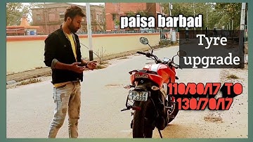 Tyre upgrade of apache 1604v 110/80/17--130/70/17 #apache1604v #tyreupgrade #mrftyres