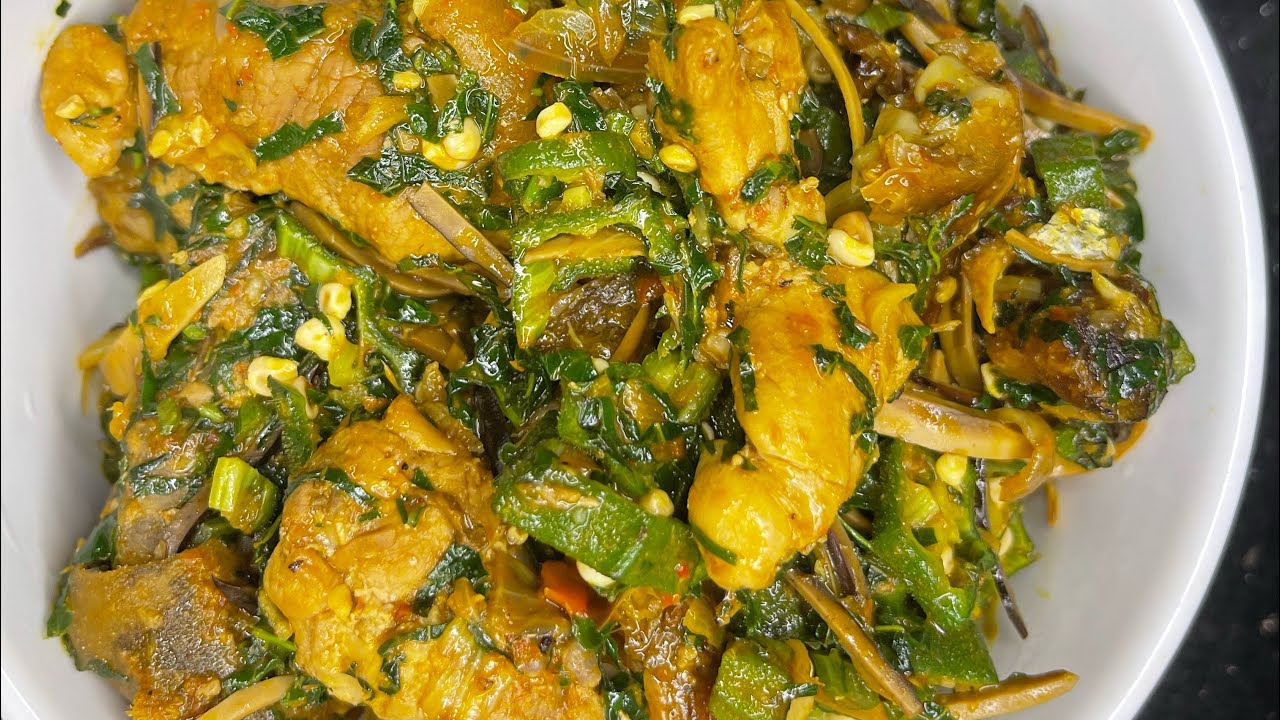 How to make Okra soup with Ugba (Oil bean seed) YouTube