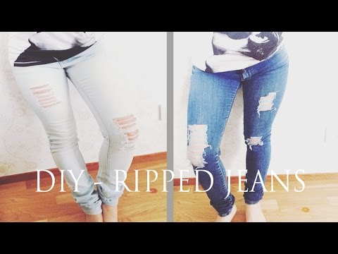 DIY - Ripped Jeans (Tutorial) - YouTube