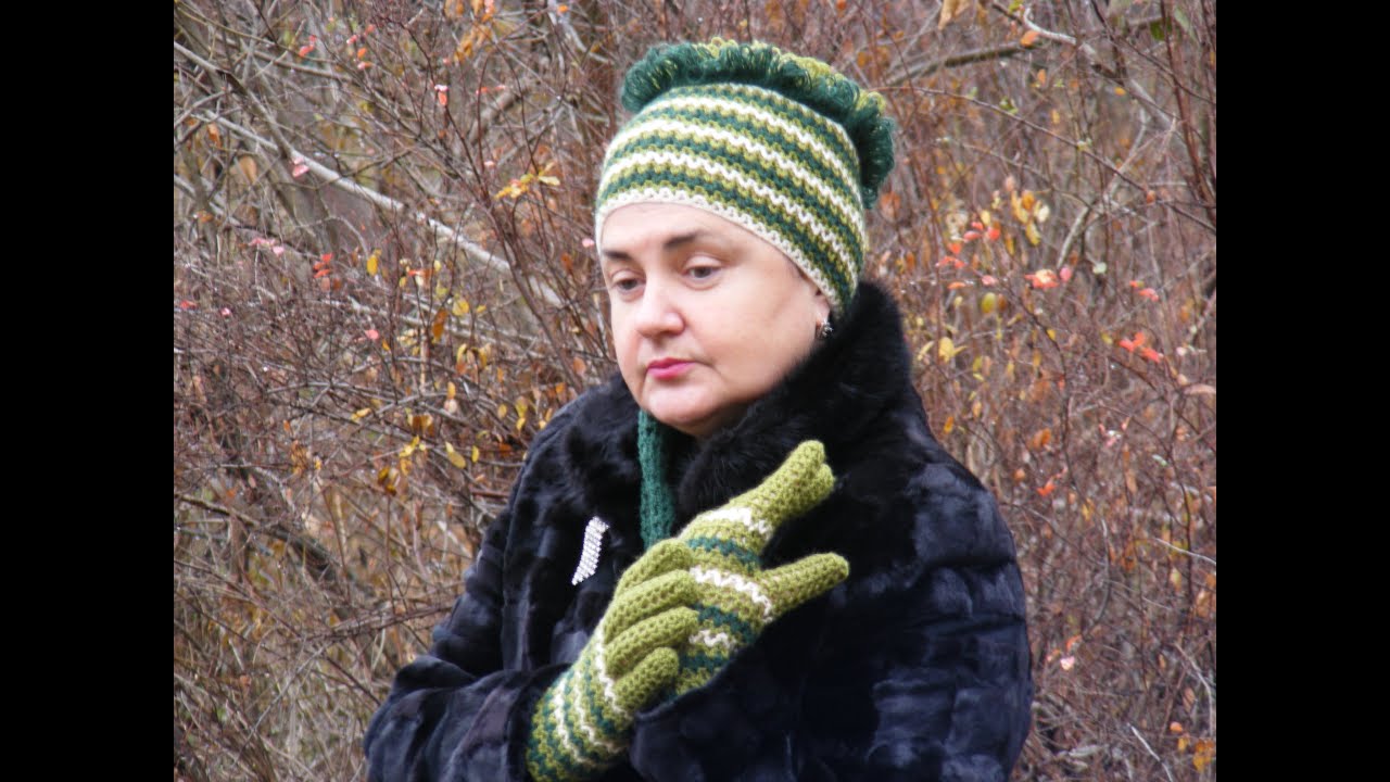 Вязаные перчатки крючком. Часть 1 Knitted gloves hook .