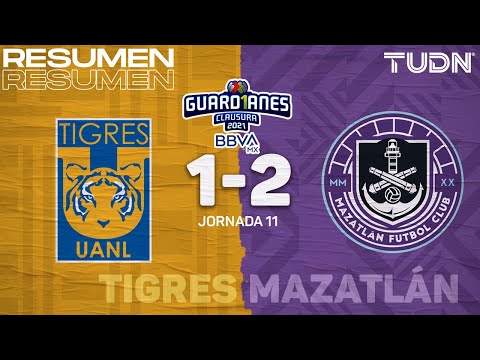 Resumen y goles | Tigres 1-2 Mazatlán | Torneo Guard1anes 2021 BBVA MX - J11 | TUDN