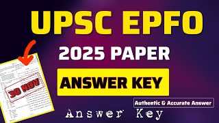 UPSC EPFO 2025 Paper Analysis | UPSC EPFO 2025 Answer Key ||UPSC EPFO 2025 Cut off||EPFO ANSWER KEY