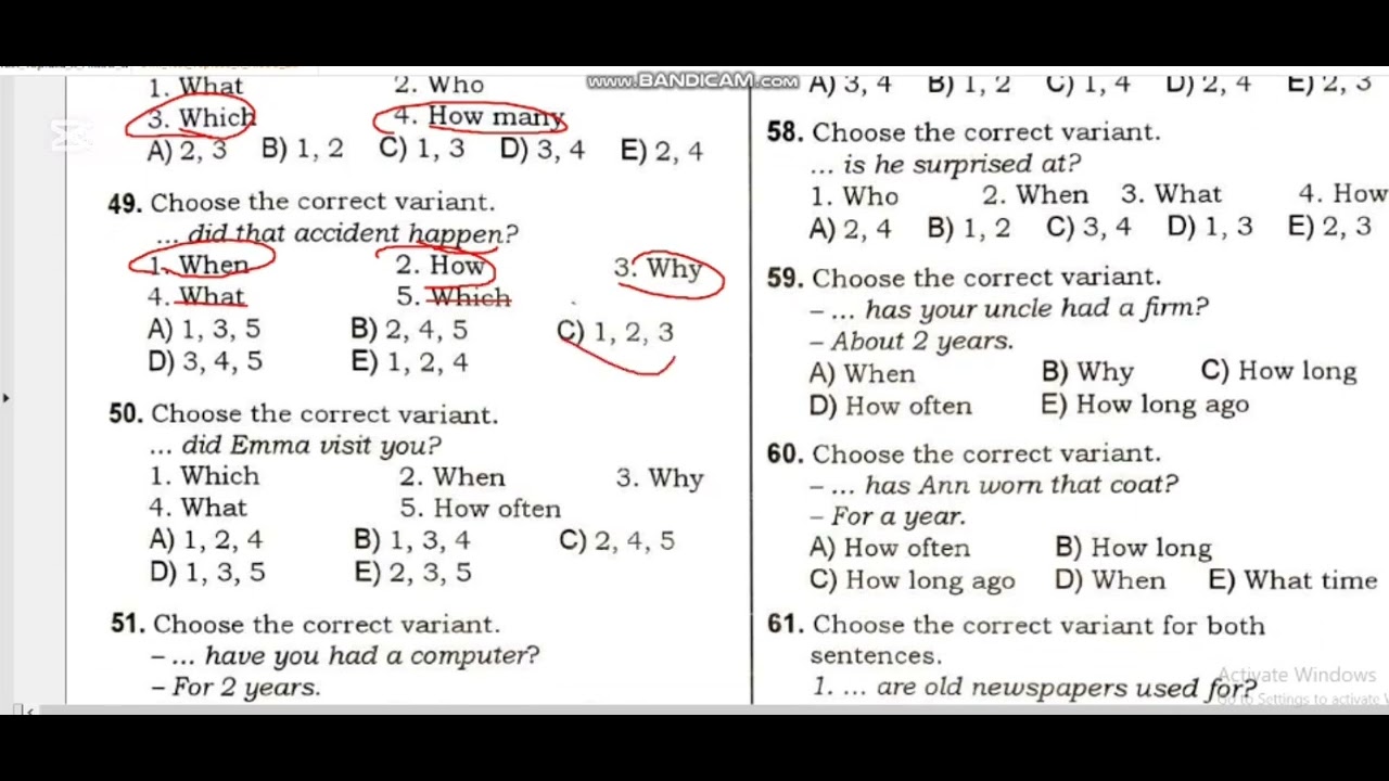 Question words test izahı