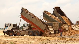 Amazing skill driver truck drop down dirt and sand