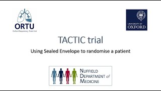 TACTIC trial - How to use Sealed Envelope and randomise a patient