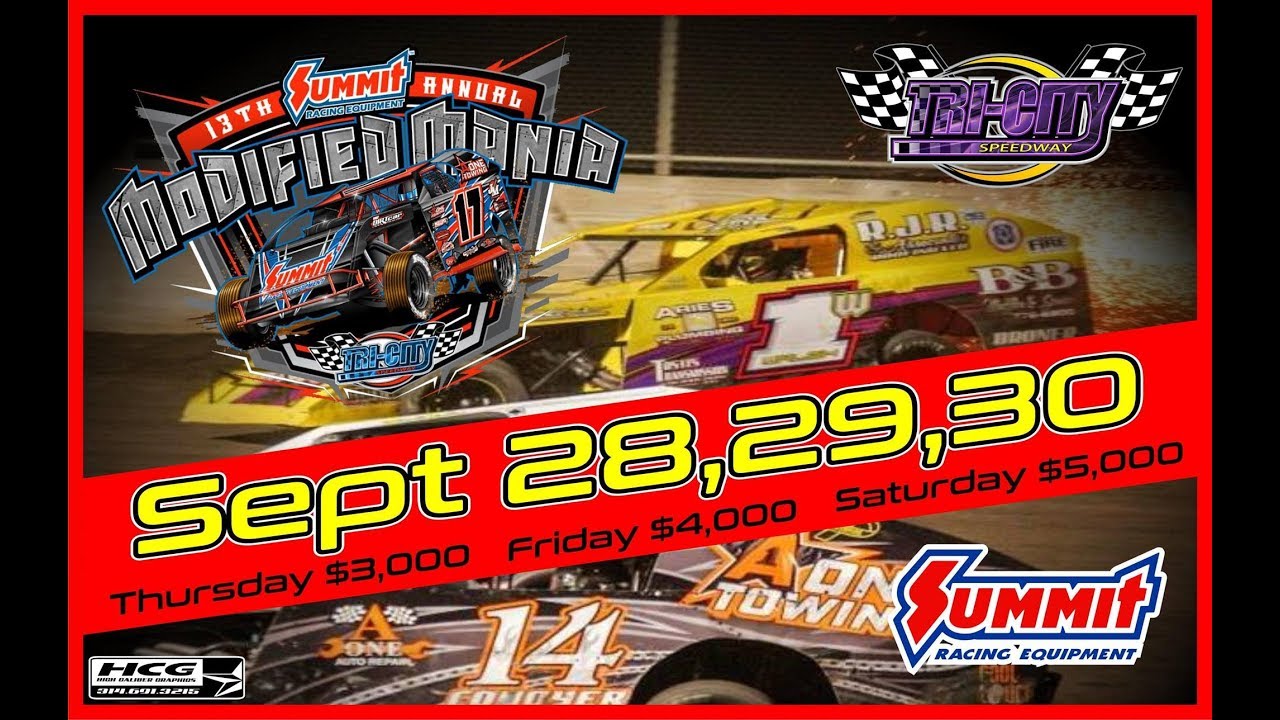 Tri-City Speedway 2017 Summit Modified Mania - YouTube