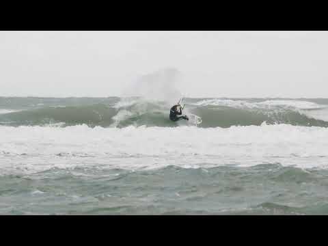 A White Line in beautiful raw North Sea conditions - strong and durable kitesurf boards