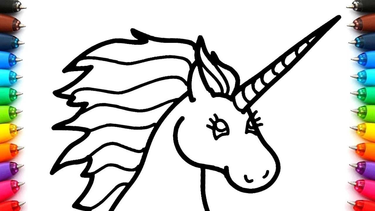 Black and white drawing a unicorn for coloring Vector Image