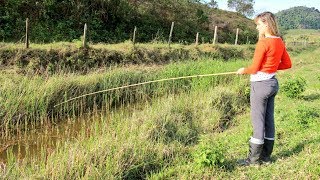 ESSA VALA TEM MAIS PEIXE DO QUE ÁGUÁ! Pescaria caipira