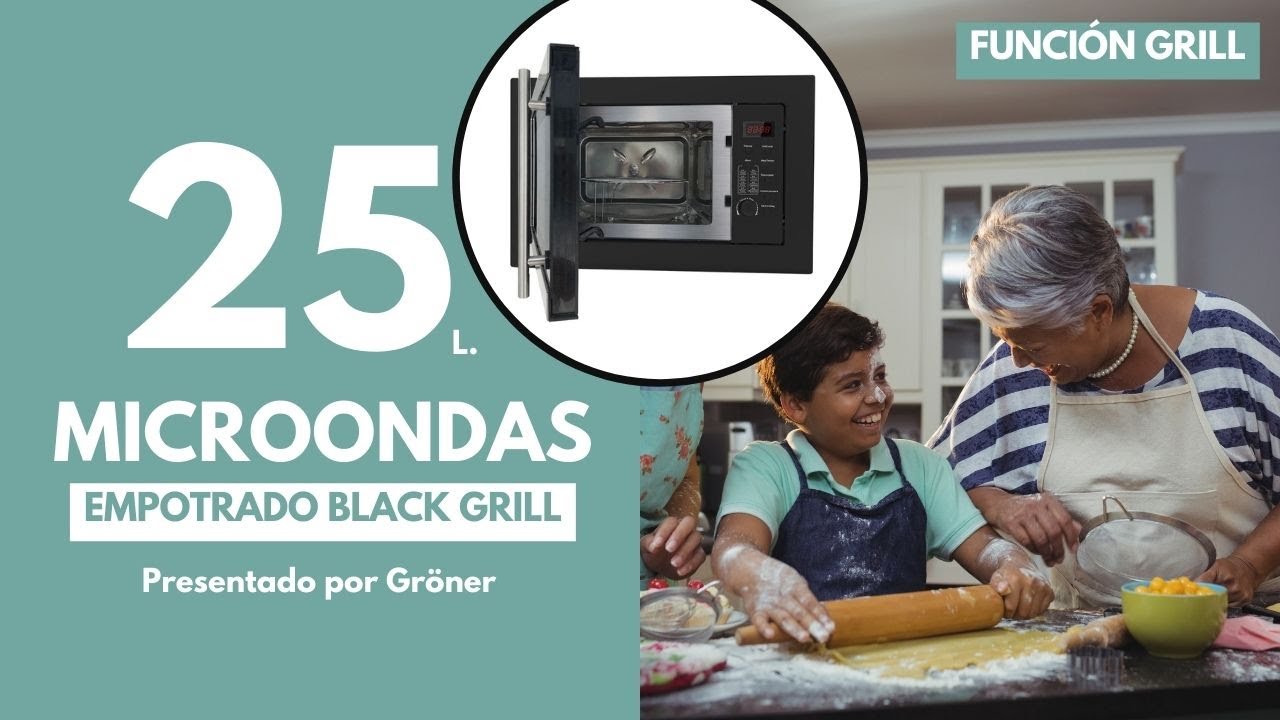 🍽️ Gröner Black Grill 25L: El Microondas Empotrable Ideal 