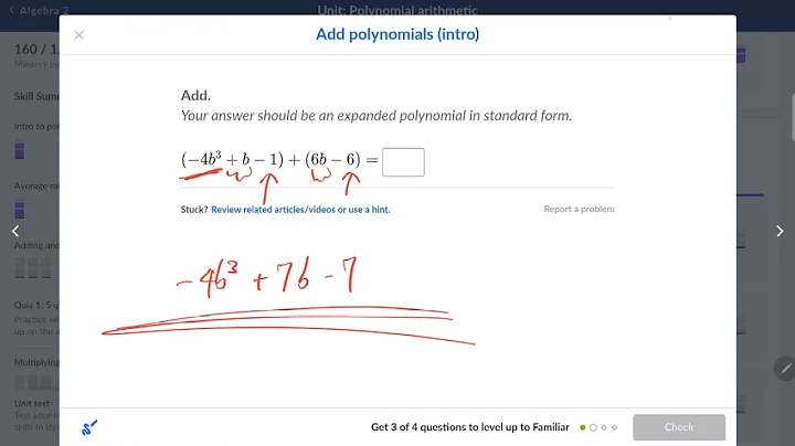 A2.3 Add polynomials (intro) (Polynomial arithmetic)- Algebra 2- Khan Academy