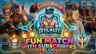 Free Fire Live  fun match with subscribers! Devilmaxy #telugu #freefire #live #viral  #ff