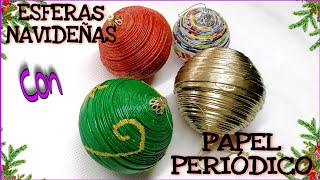 DIY/ DECORACIONES NAVIDEÑAS CON PAPEL DE PERIÓDICO/CHRISTMAS ORNAMENTS