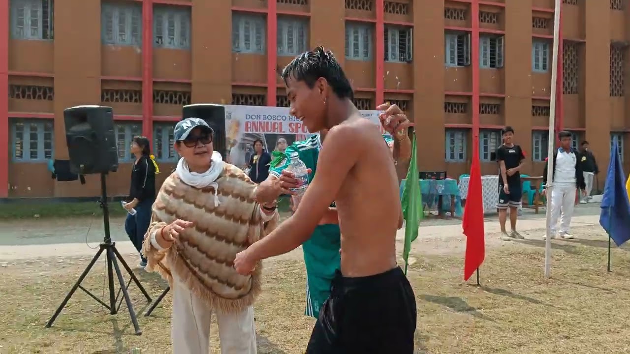 Finishing point of Fun Run 7k, 2026. Don Bosco High School Langjing. Sports Day celebration 2026.