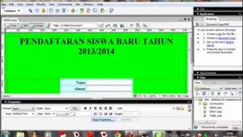 Tutorial Pembuatan Program Pendaftaran Siswa Baru Sederhana Menggunakan Macromedia Dreamweaver