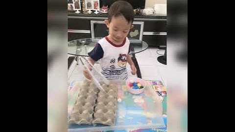 #fineMotorSkill #homeschooling  (Fine Motor Skill) - Transferring objects by using tong