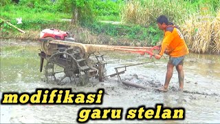 mudahnya meratakan sawah menggunakan garu stelan modifikasi