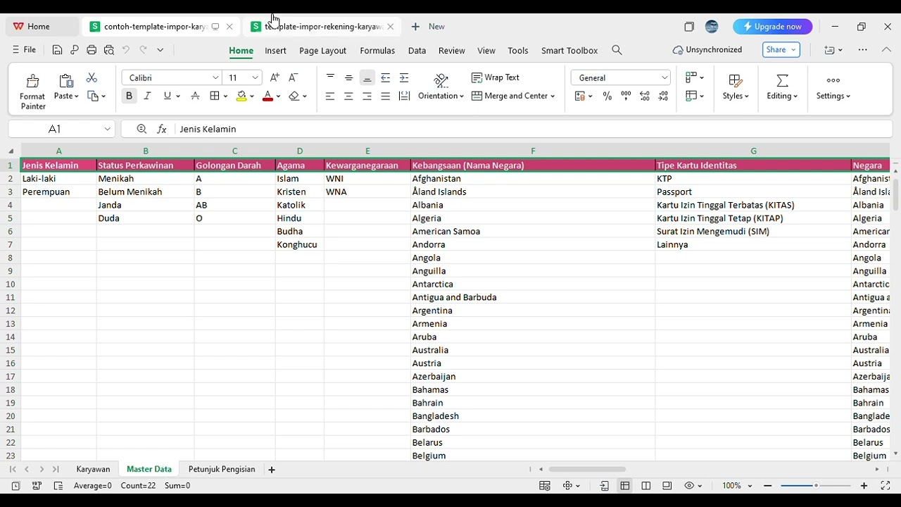 Pembaruan Template Impor Data Karyawan